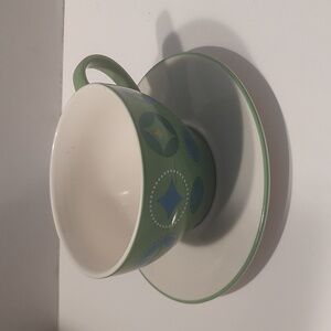 Starbucks‎ Holiday 2006 Mug Saucer Set 12 fl. oz. Coffee Tea Plate Green Blue